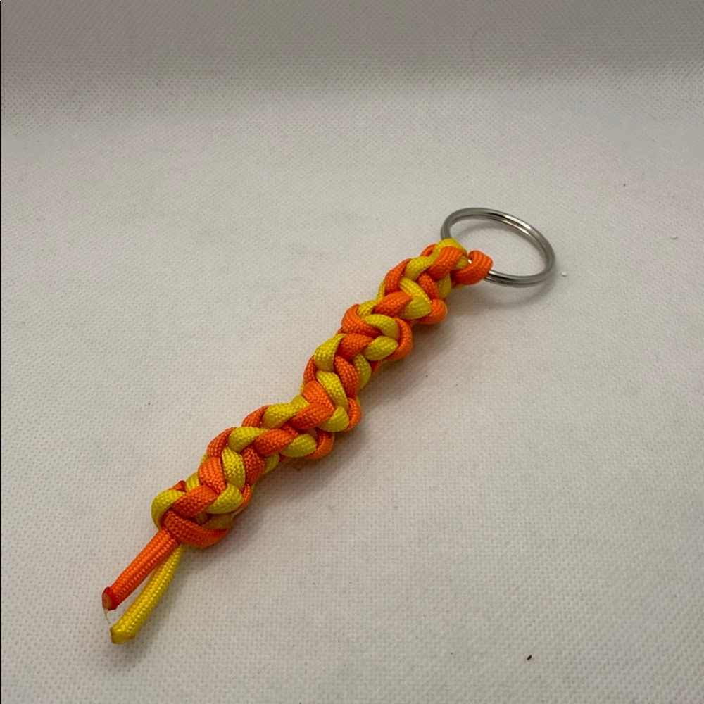 Handmade Neon Orange & Yellow Double Helix Paracord Keychain